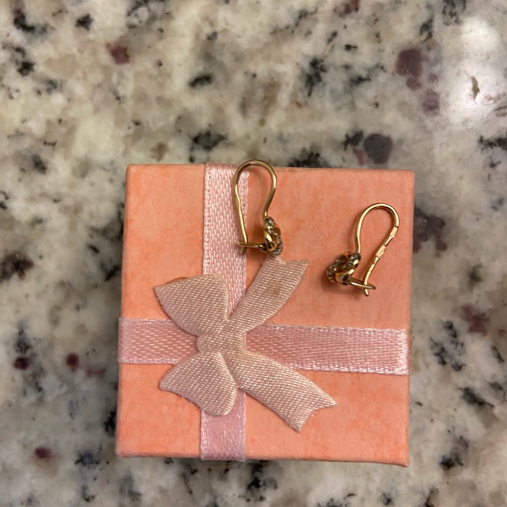 Tiny 14 k solid rose gold earrings for baby girls. - Picture 5 of 9